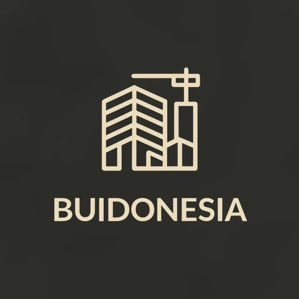 a logo design,with the text "Buidonesia", main symbol:buildings, crane,Moderate,be used in Construction industry,clear background
