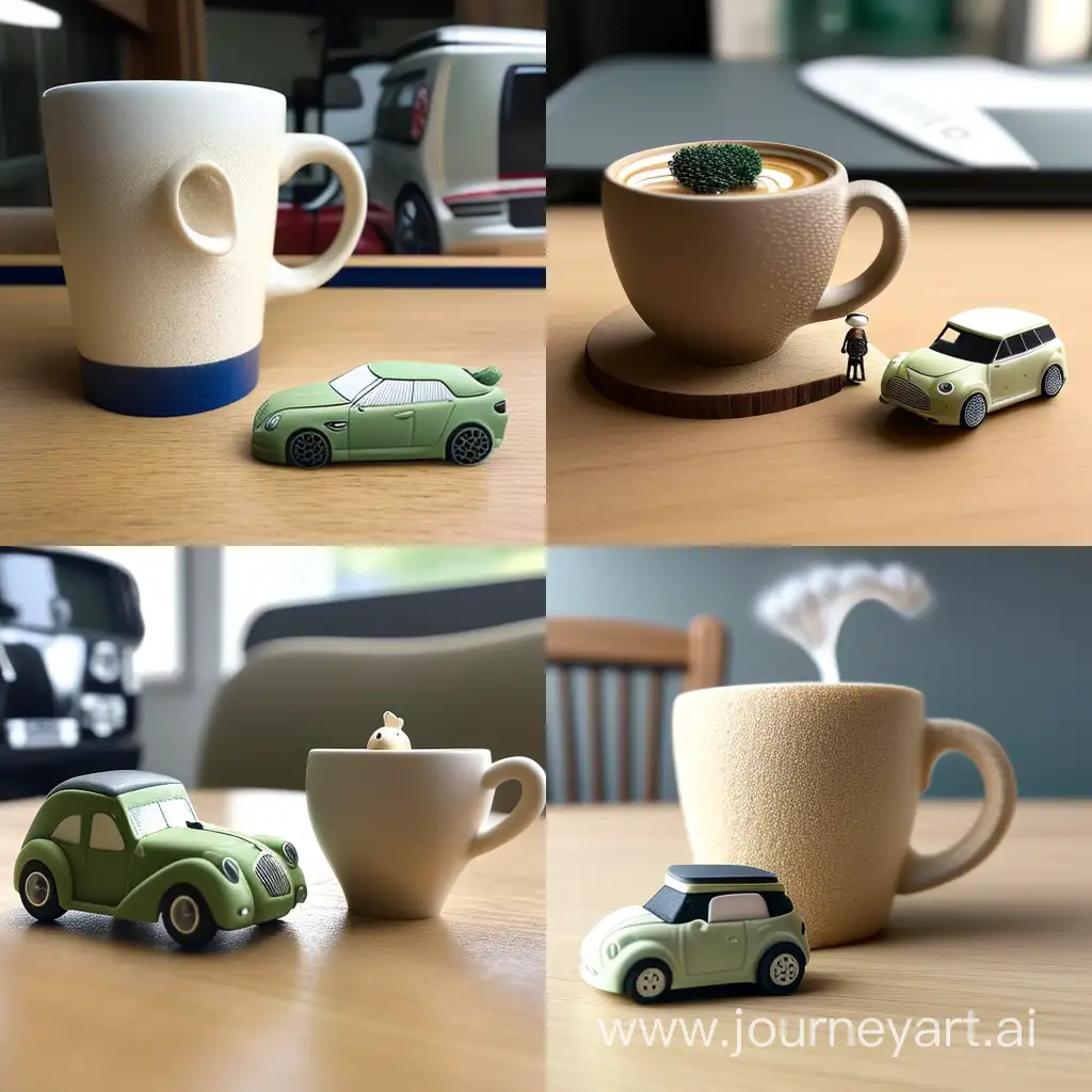 Green Tea Latte and car into ai toy model