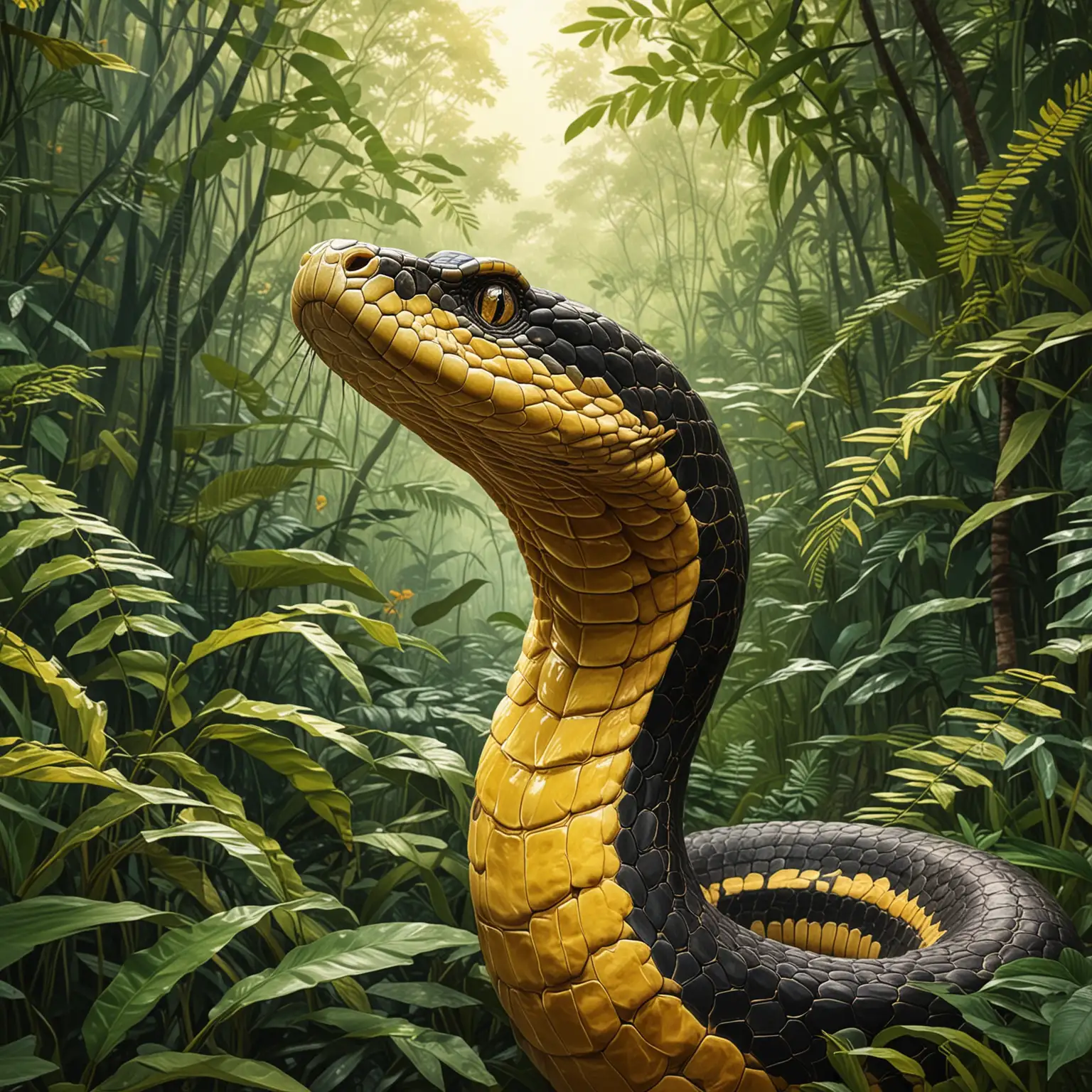 Majestic King Cobra in Lush Asian Wilderness