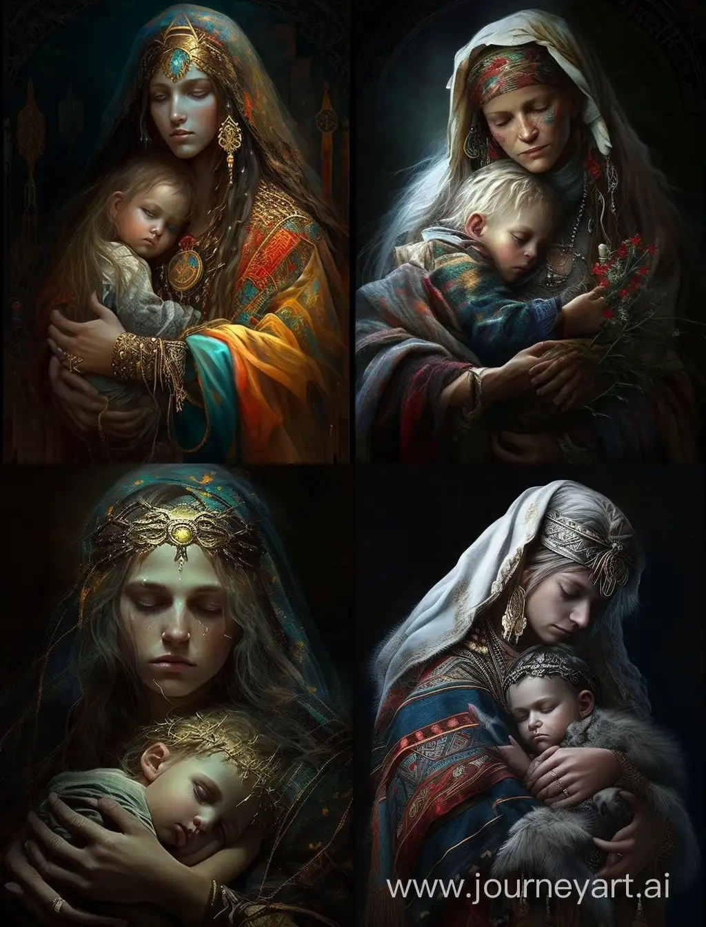 Slavic-Priestess-Healing-a-Weakened-Child-with-LifeGiving-Energy