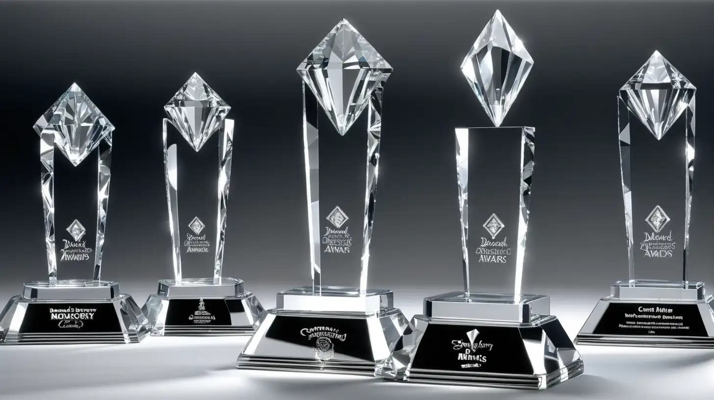 Elegant Diamond Discovery Music Award Trophy with Engraving Spaces