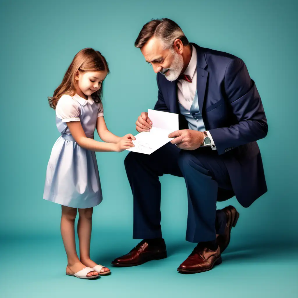 Fathers Day Surprise Daughter Hands Letter to Gentleman Father