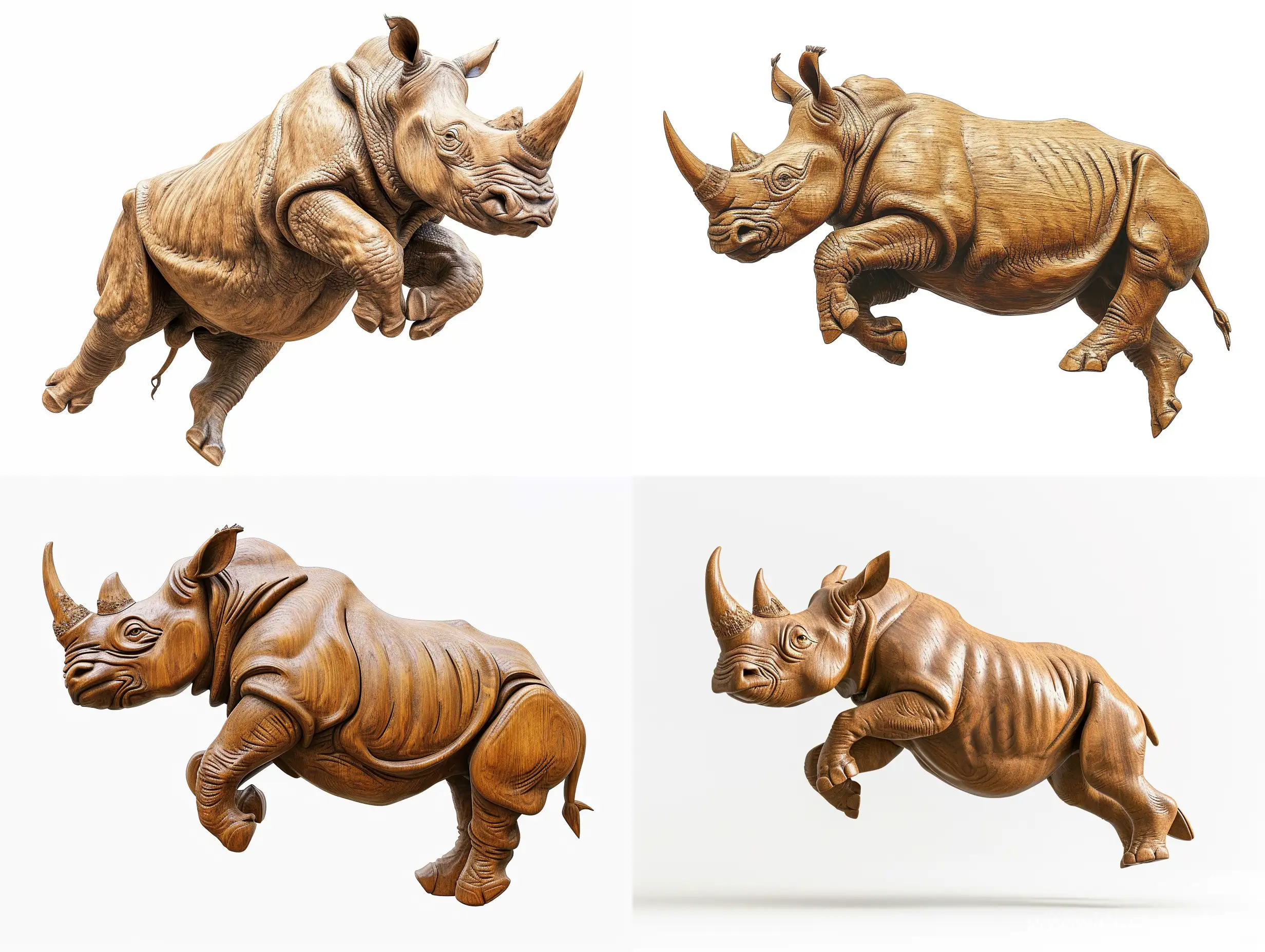 Dynamic-FullLength-Rhinoceros-Wood-Carving-Sculpture