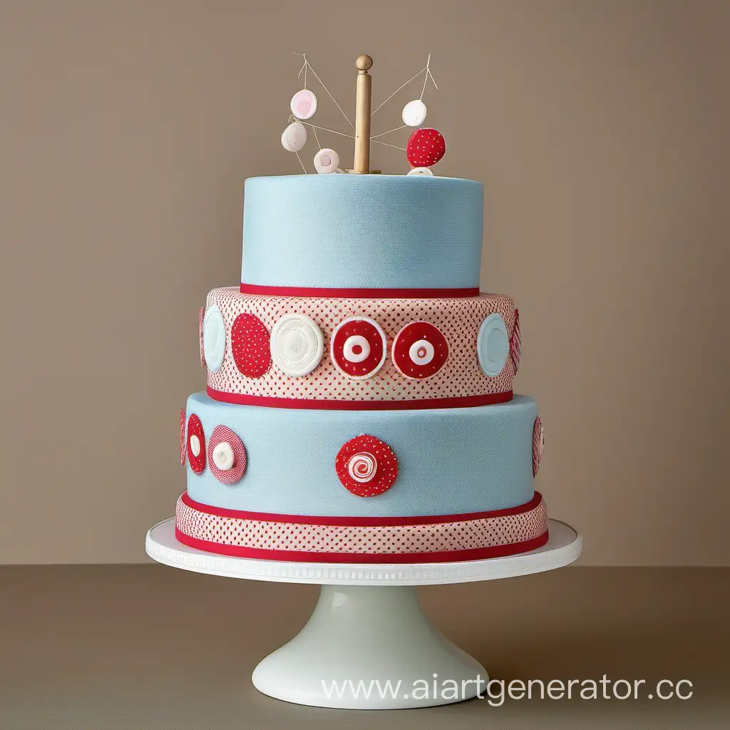 Elegant-TwoTier-Fabric-Cake-with-Round-Decorations