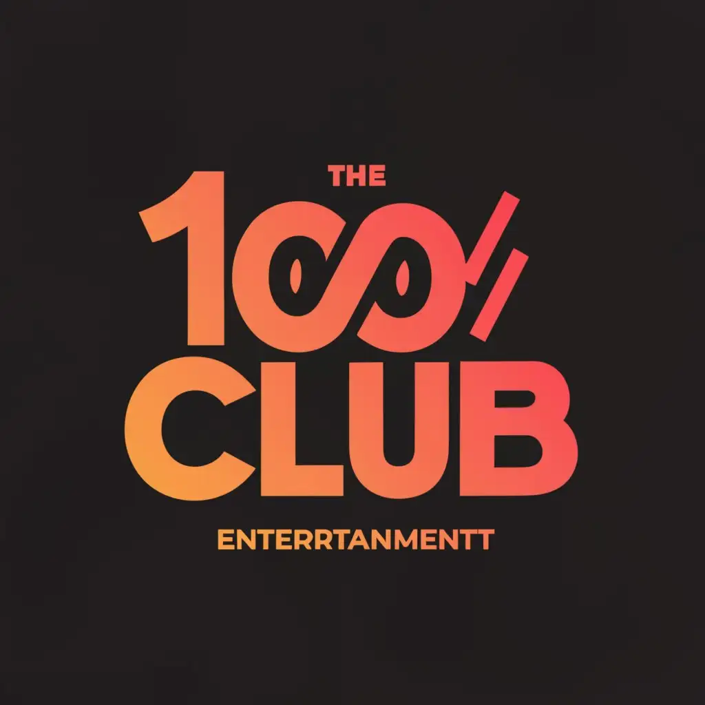 a logo design,with the text "100% Club", main symbol:a logo design, with the text '100% Club', main symbol: 100% Club, Moderate, be used in Entertainment podcast industry, clear background, Color: gradient red and black,Moderate,be used in Entertainment industry,clear background
