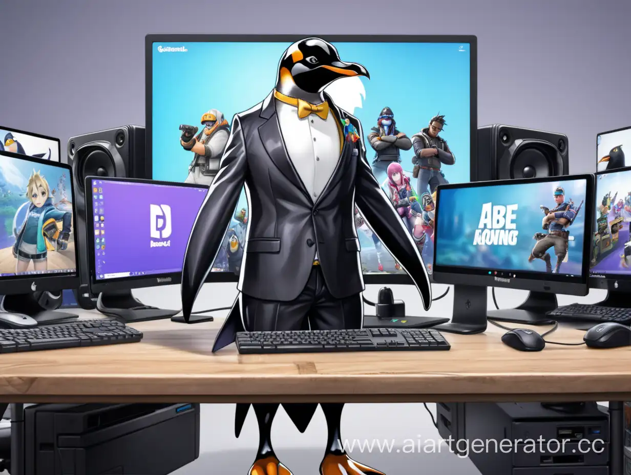 Youtube-Penguin-Surrounded-by-Anime-Fortnite-CSGO-and-Discord-Screens