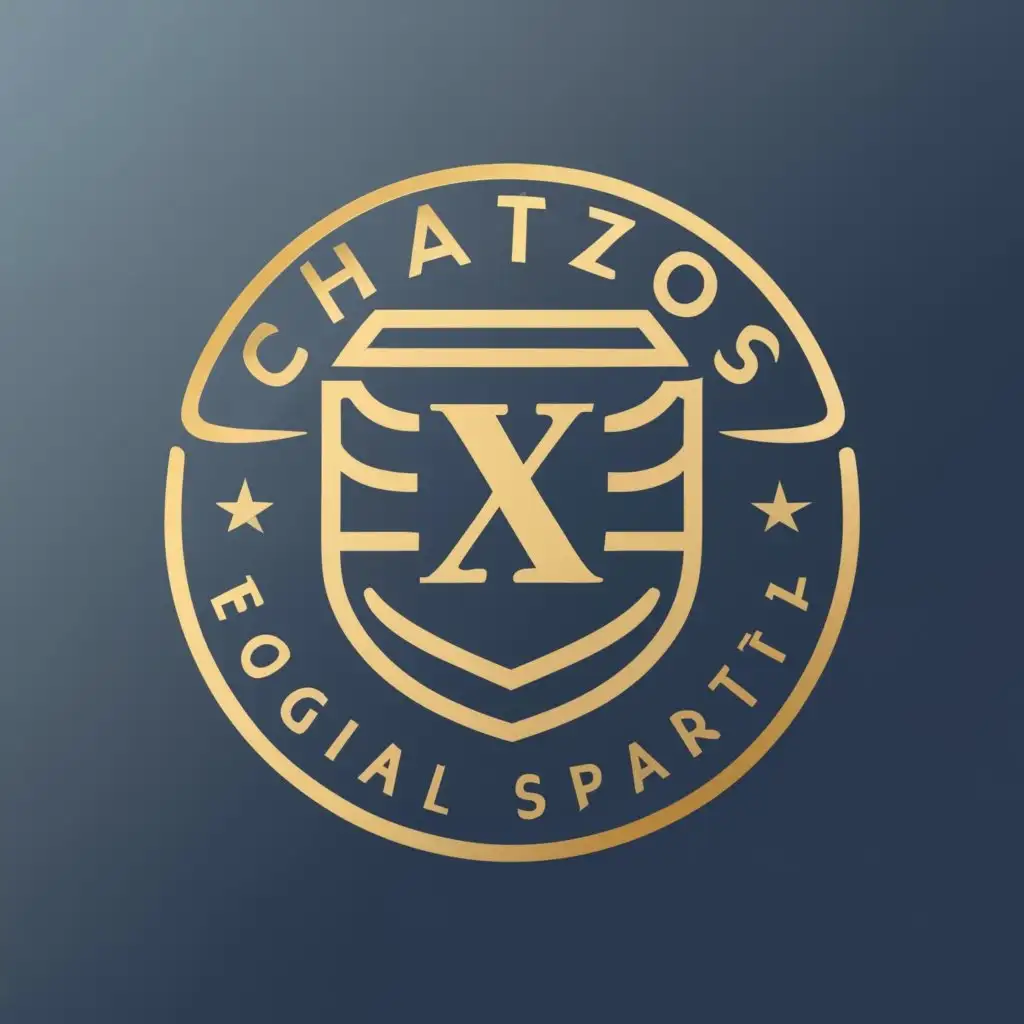 logo, Letter X,  everything in gold and inside a shield with a BLACK marble background, with the text "CHANTZOS", typography, be used in Legal industry