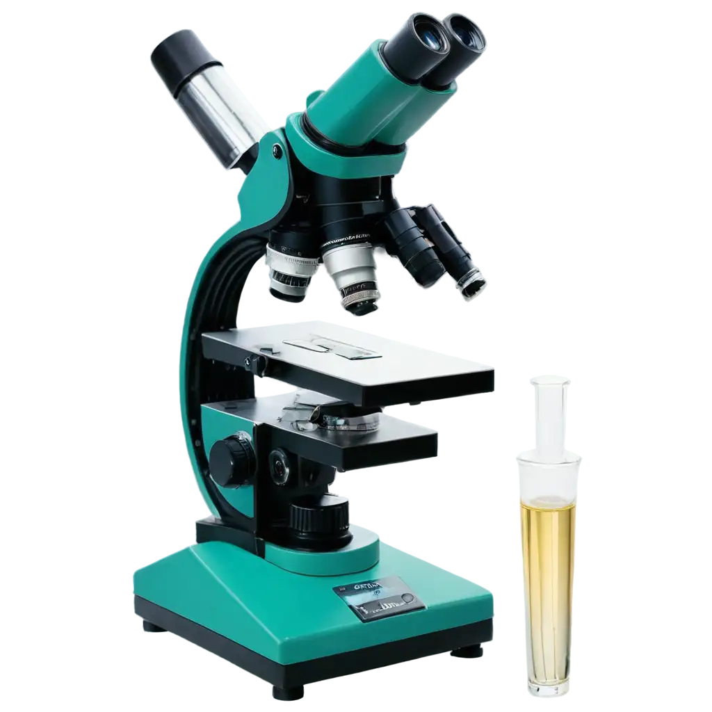 microscopio real 
con tubos de ensayo al costado