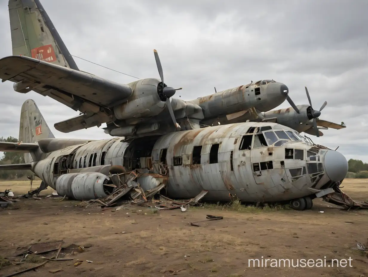 Abandoned Hercules C130 Aircraft in Ruinous State