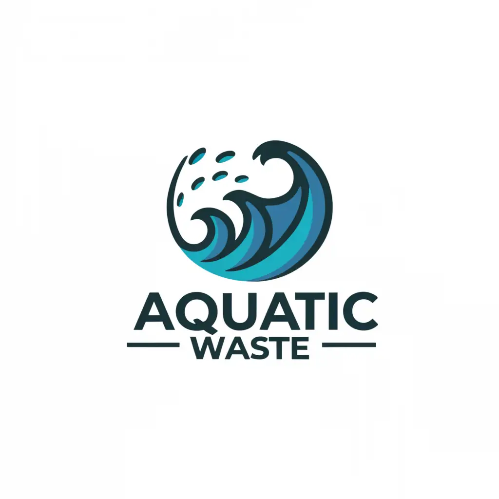 a logo design,with the text "Aquatic waste", main symbol:A wave,Minimalistic,clear background