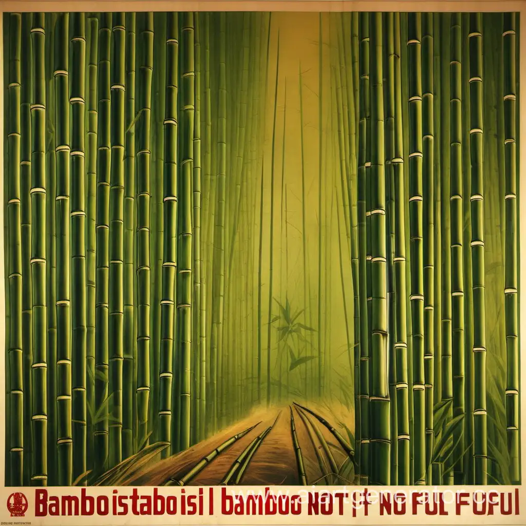 плакат в стиле СССР с надписью "Бамбук - не топливо"