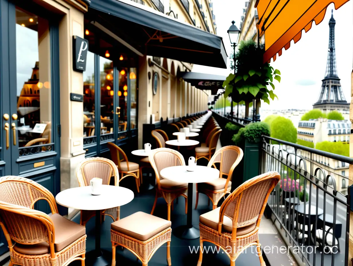 Cozy-Parisian-Cafe-with-Wicker-Furniture