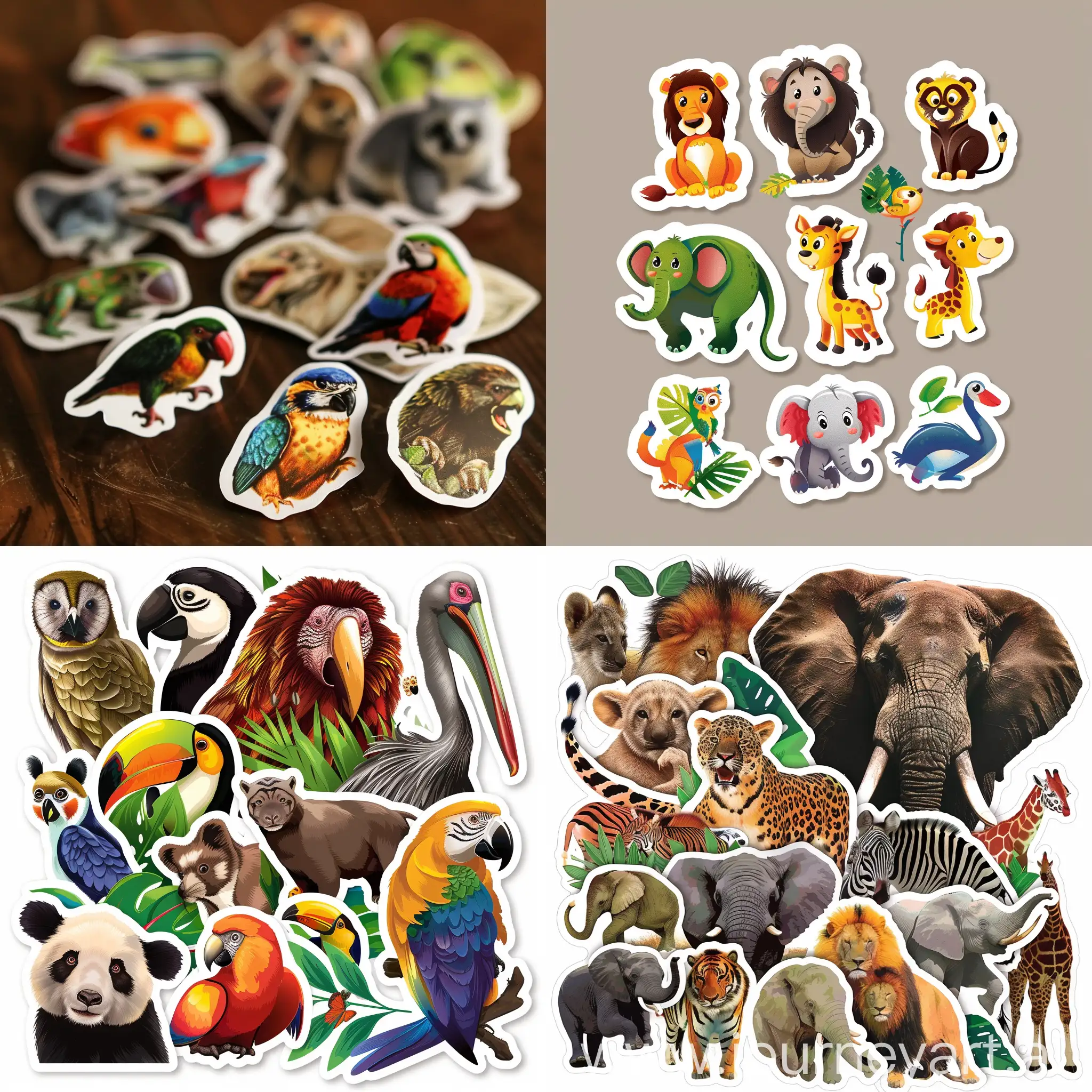 Colorful-Animal-Stickers-Collection-on-White-Background
