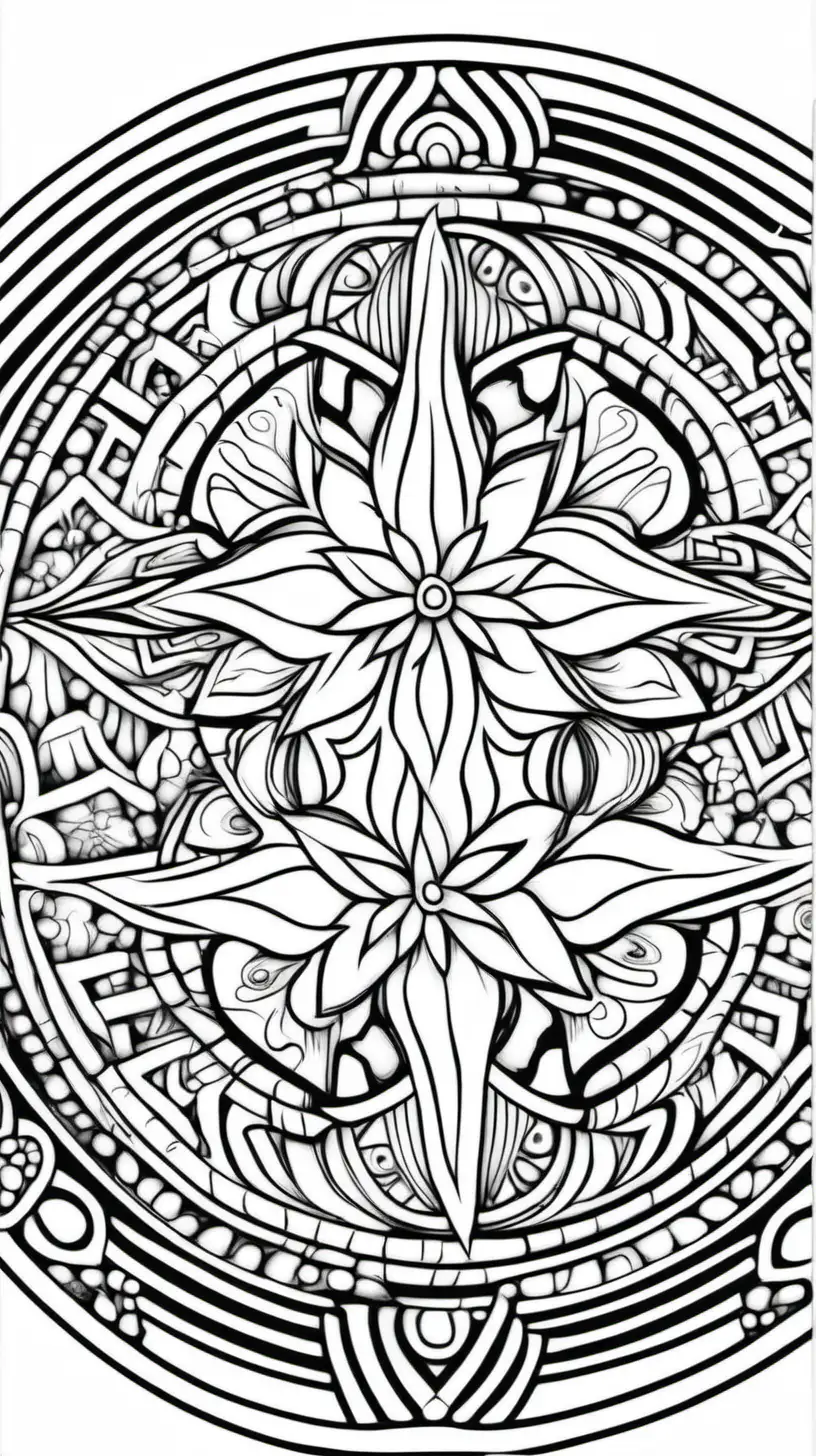 coloring page for kids, sipmle patterns,  mandala style, thick lines, low detail, no shading –ar 9:11