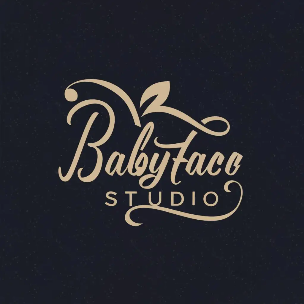 logo, script letter B
script name, with the text "babyface studio", typography, be used in Beauty Spa industry