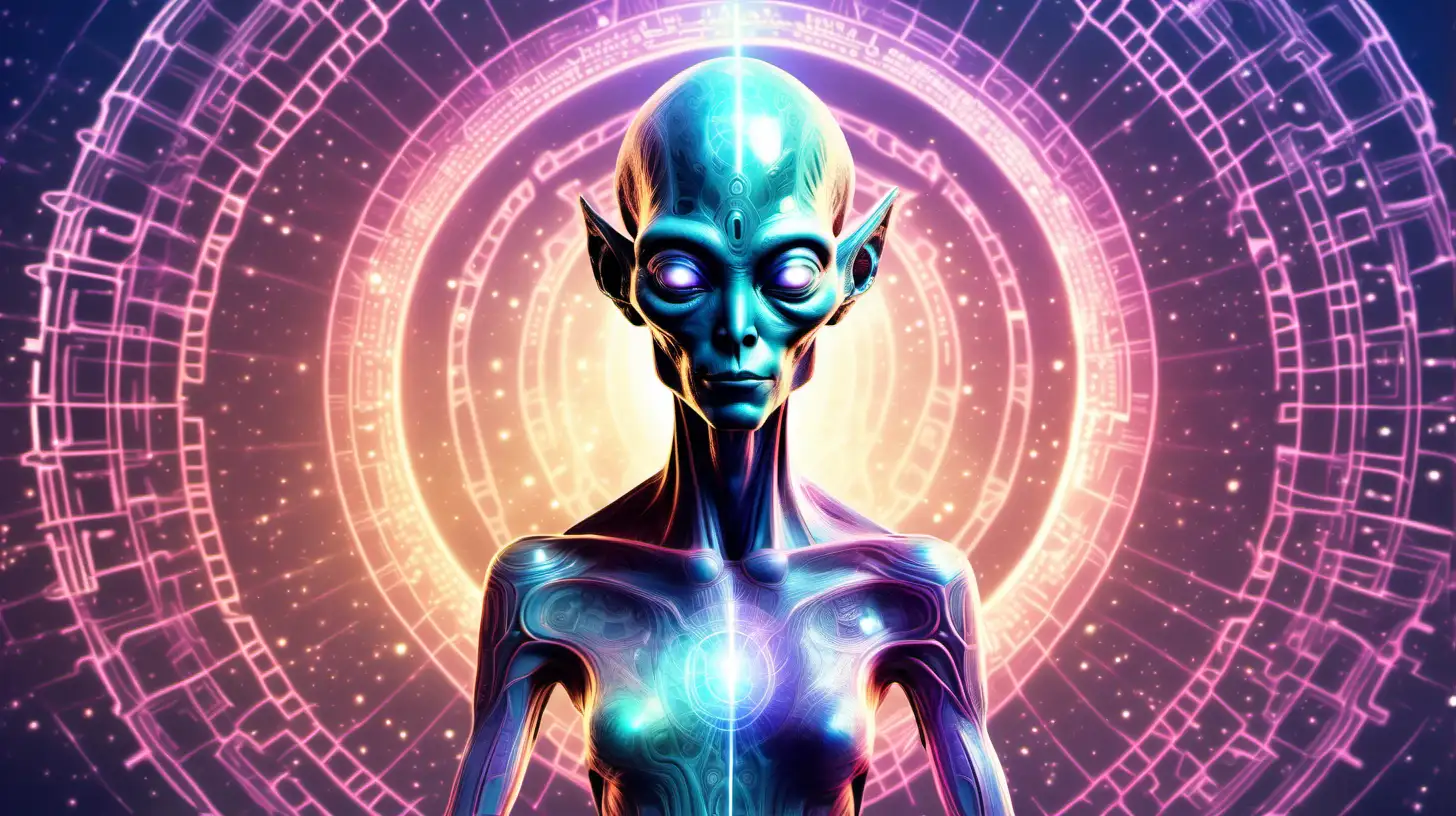 Cosmic Oracle Humanoid Alien Channeling Holographic Insights