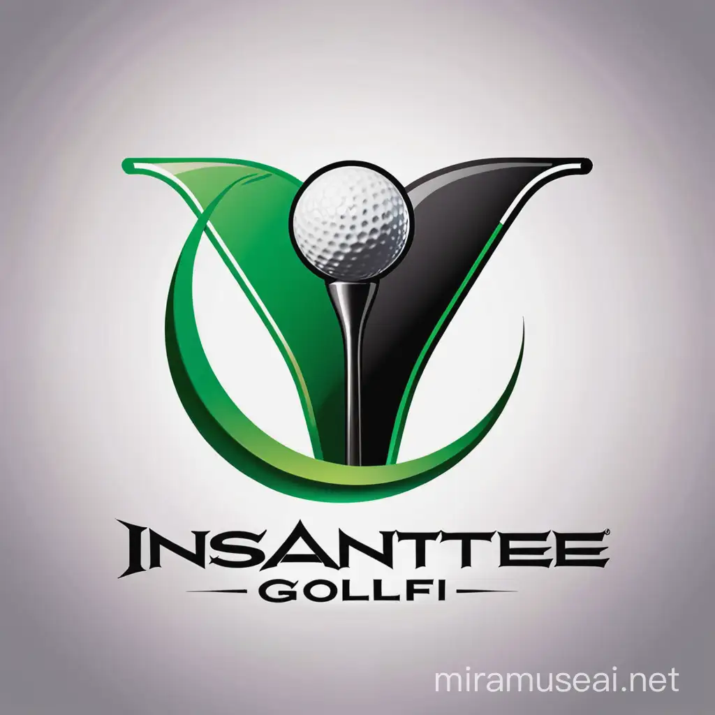 Create a logo for "INSANITEE GOLF", an urban clothing line for golfers.  It needs to be HIP, DYNAMIC, and ORIGINAL.  Use the letter "I" for INSANE, a picture of a golf tee for "TEE", and a "G" for golf.  Make the colors green, metallic black, and metallic gray.  Also make the letter look like they are coming off the page