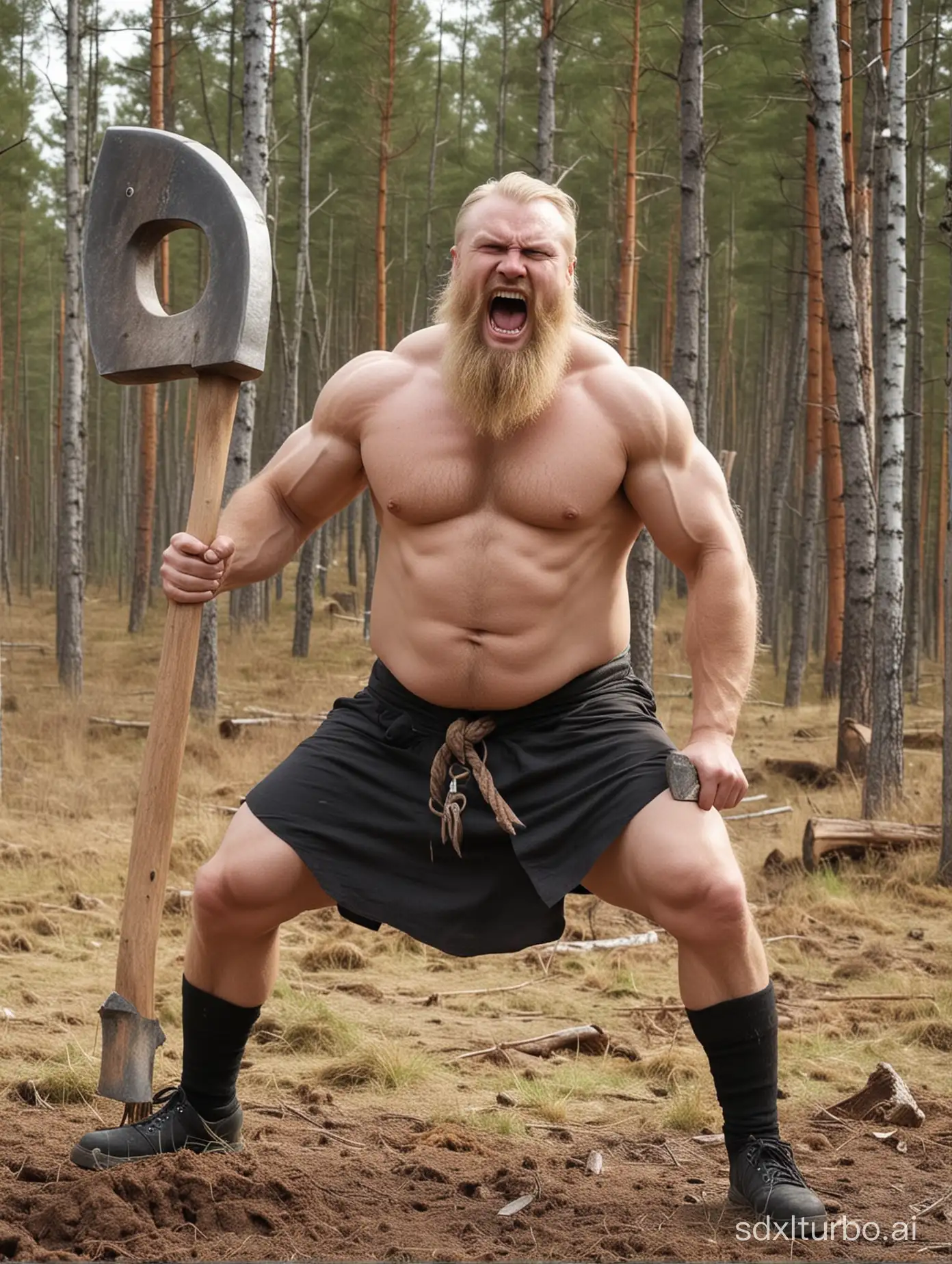 Crazy Finnish berzerk with a big axe