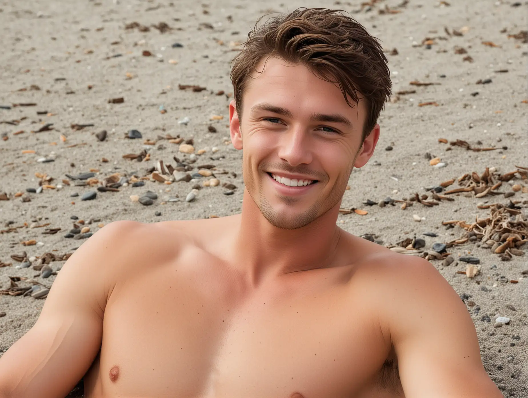Handsome Nathan Owen Relaxing on a Tropical Beach