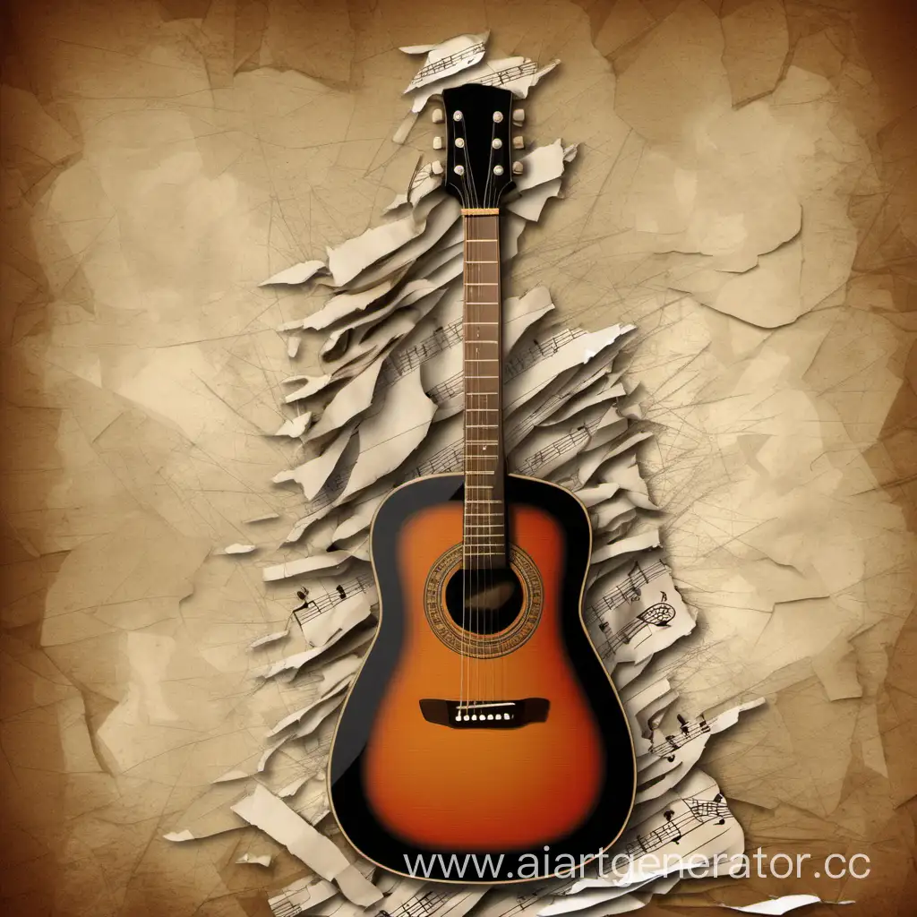 Striking-Guitar-Art-on-Torn-Paper-Background
