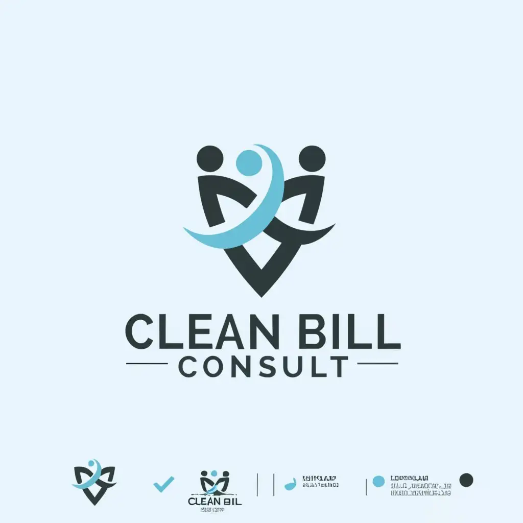 a logo design,with the text "Clean Bill Consult", main symbol:people and leaves blue,complex,be used in Medical Dental industry,clear background