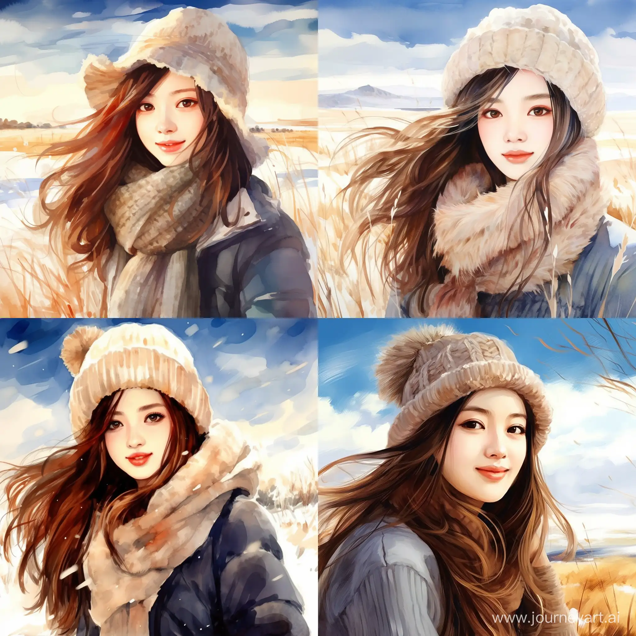 Winter-Morning-Stroll-Asian-Girl-in-Knitted-Attire