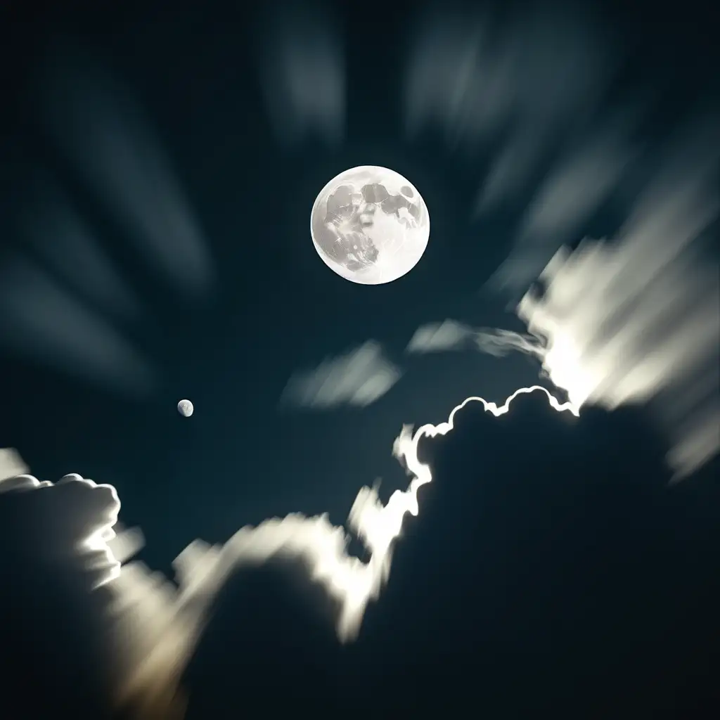 Enchanting Moonlit Sky with Wispy Clouds