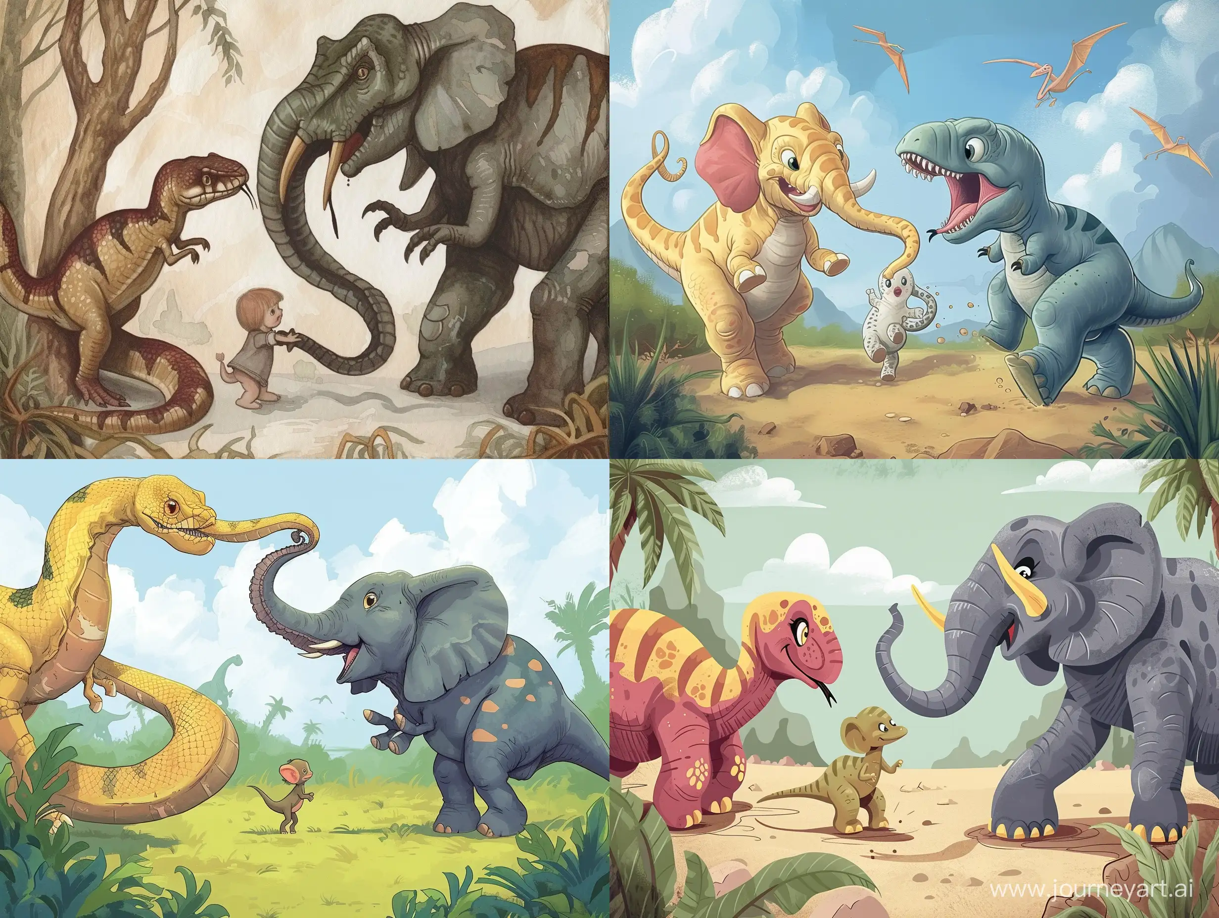 Compassionate-Snake-Rescues-Elephant-from-Tyrannosaurs