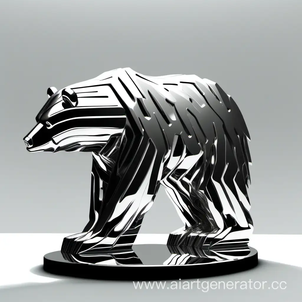 Shining-Stainless-Steel-Bear-Sculpture-Standing-Sideways