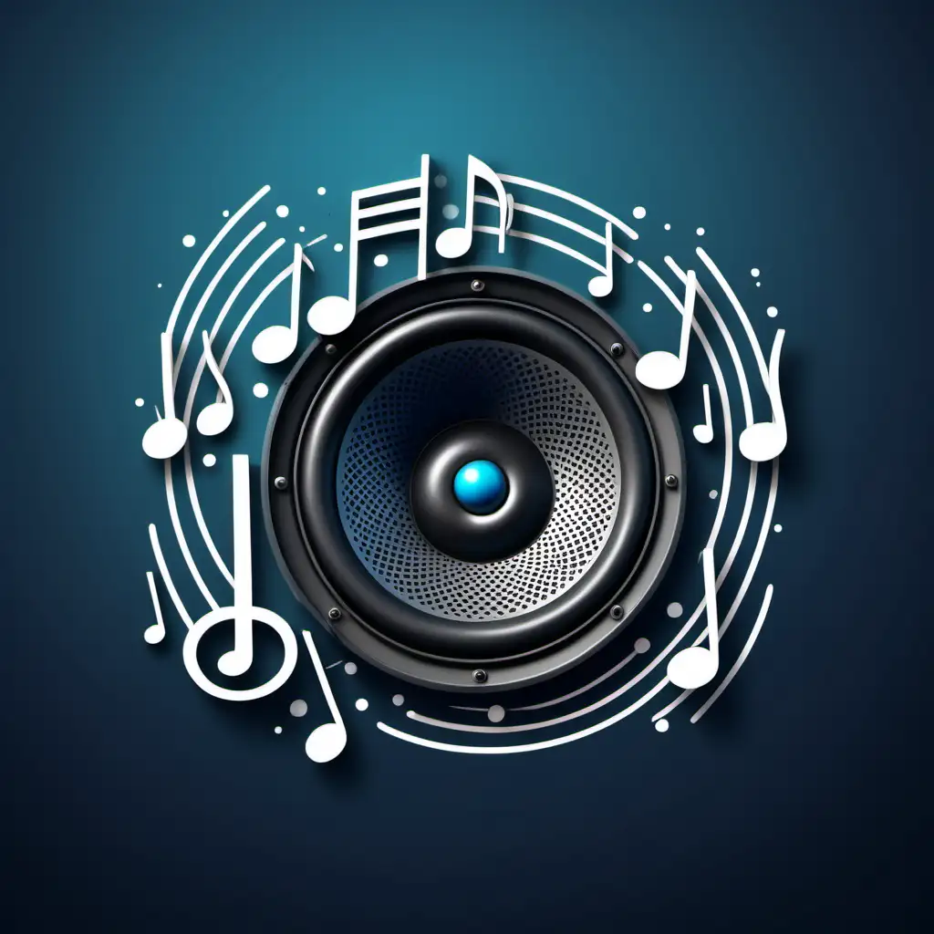 logo for ShowAudiO, with music notes, speaker