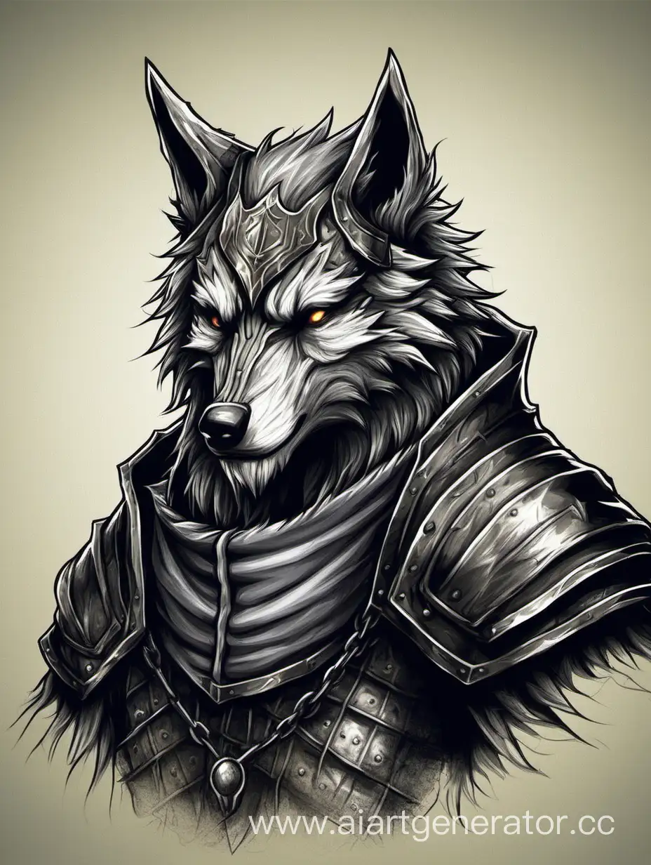 нарисуй волка в стиле игры Dark Souls