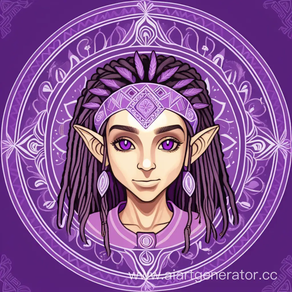 Enchanting-Purple-Mandala-Surrounds-Elf-with-Dreadlocks