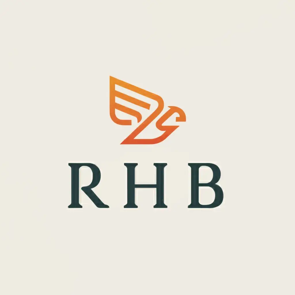 a logo design,with the text "RHB", main symbol:Phoenix on mountains,Minimalistic,clear background
