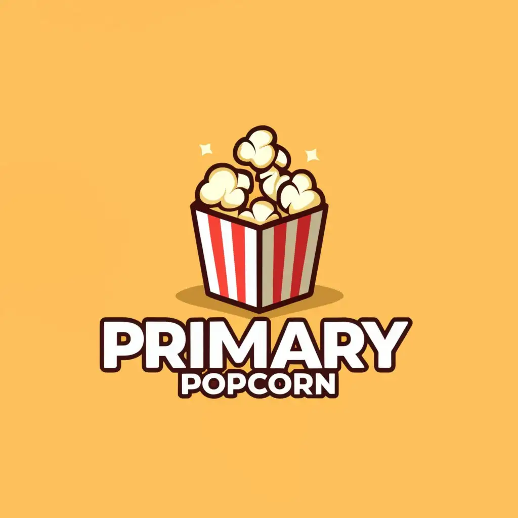 a logo design,with the text "Primary Popcorn", main symbol:popcorn,Moderate,clear background