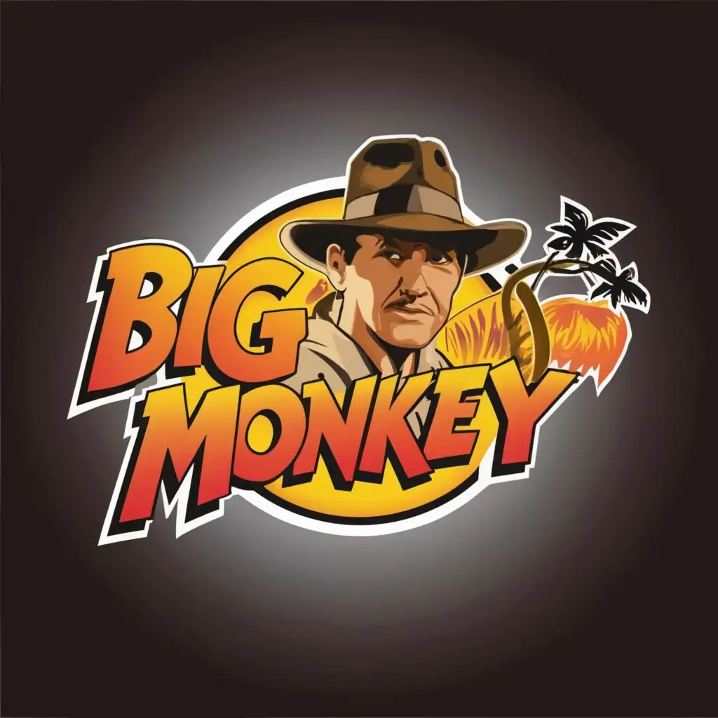 a logo design,with the text "Big Monkey", main symbol:Indiana Jones,Minimalistic ,be used in Entertainment industry,clear background, font only.