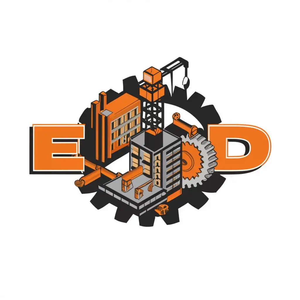 LOGO-Design-for-EDD-Orange-and-Black-Oil-Rod-Pump-with-Gear-and-Buildings-Construction-Theme-for-Events-Industry
