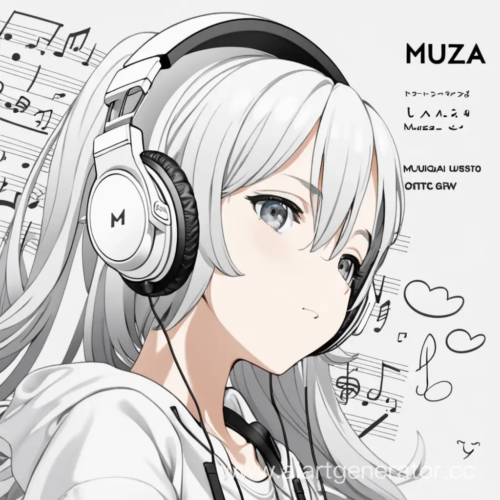 Anime-Girl-with-Large-Headphones-Listening-to-MUZA-Notes-on-WhiteGray-Gradient-Background