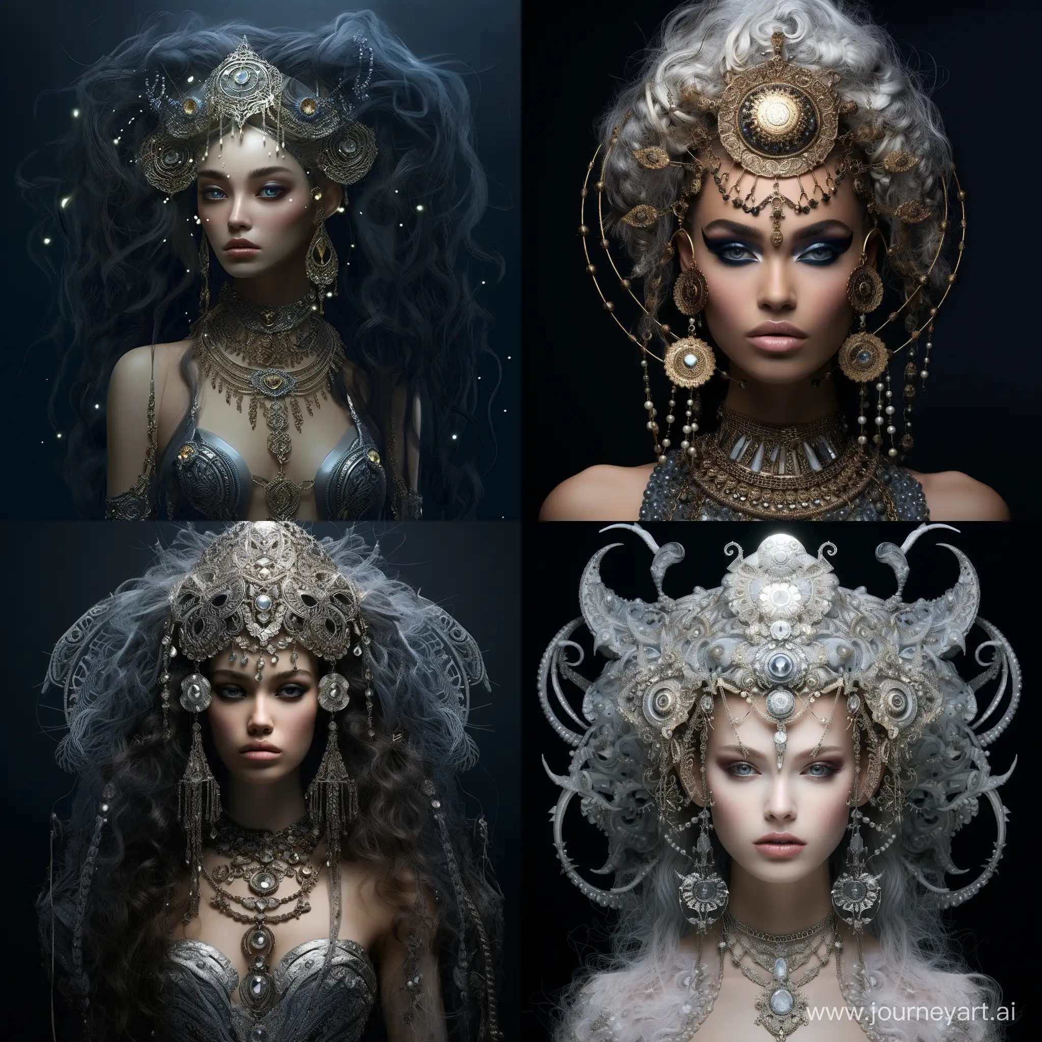 moon princess, elaborate jewelry, expressive eyes, interesting hairstyle