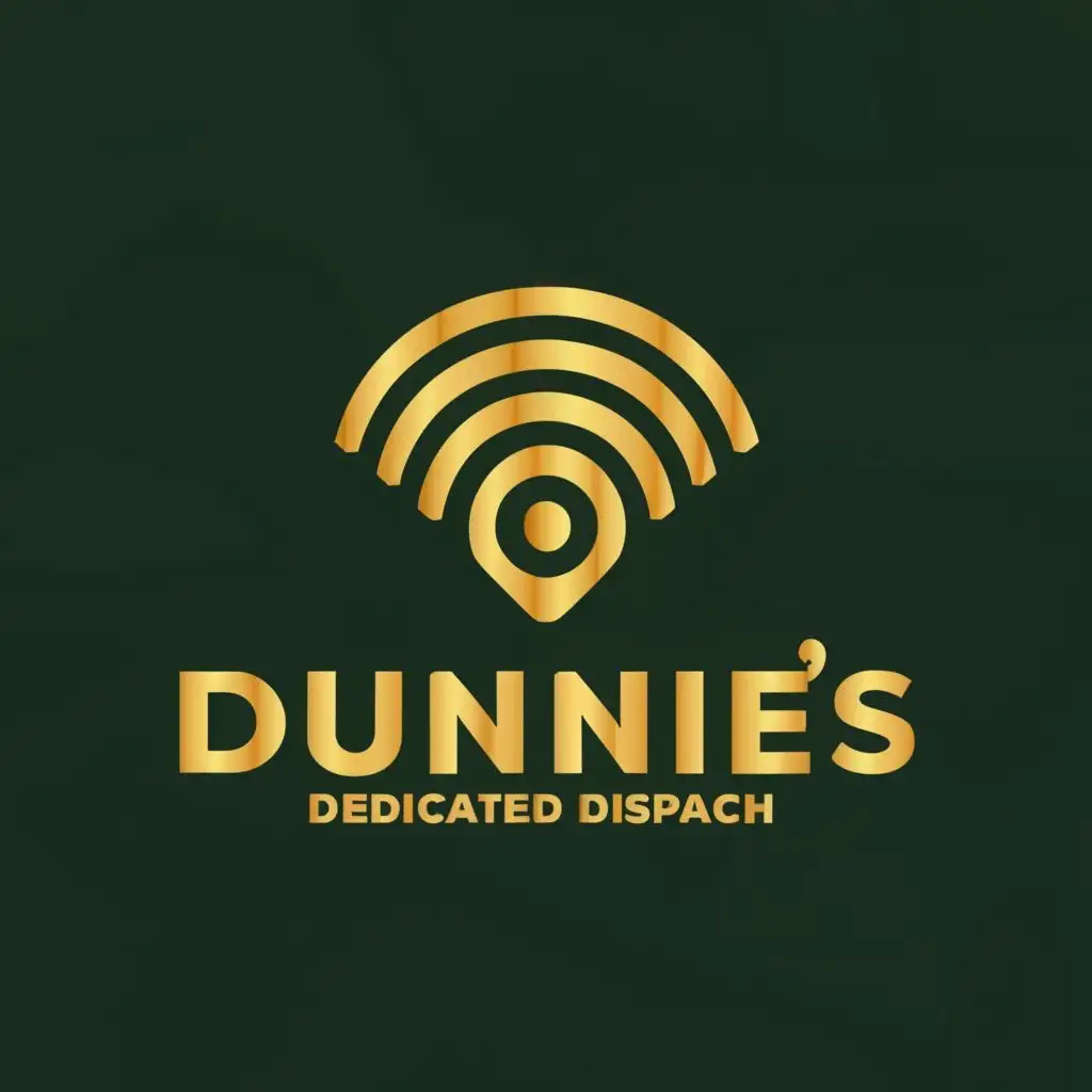 LOGO-Design-For-Dunnies-Dedicated-Dispatch-Modern-Gold-Location-Symbol-on-Emerald-Green-Background-with-Typography