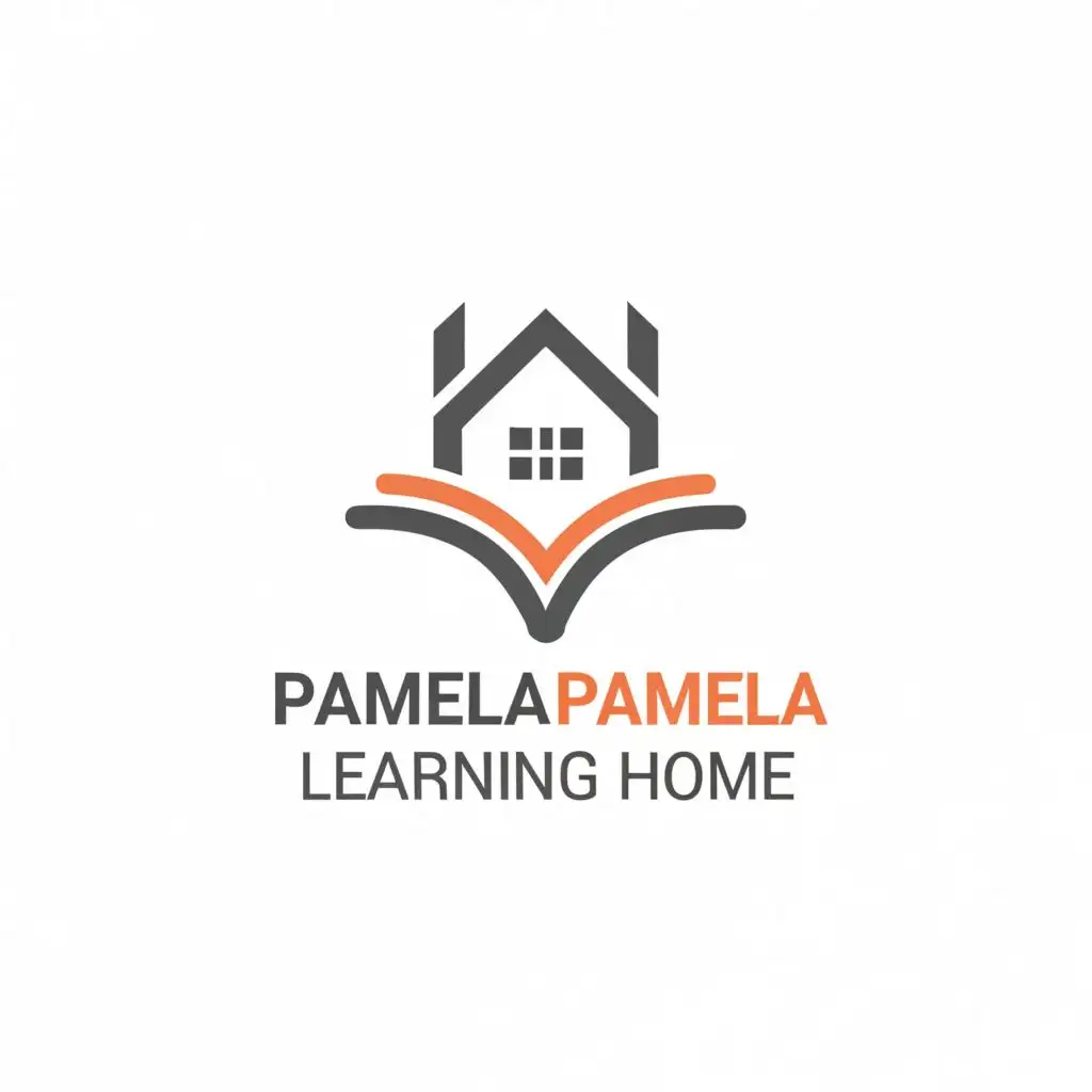 a logo design,with the text "Pamela Learning Home", main symbol:house and book,Minimalistic,be used in Home Family industry,clear background