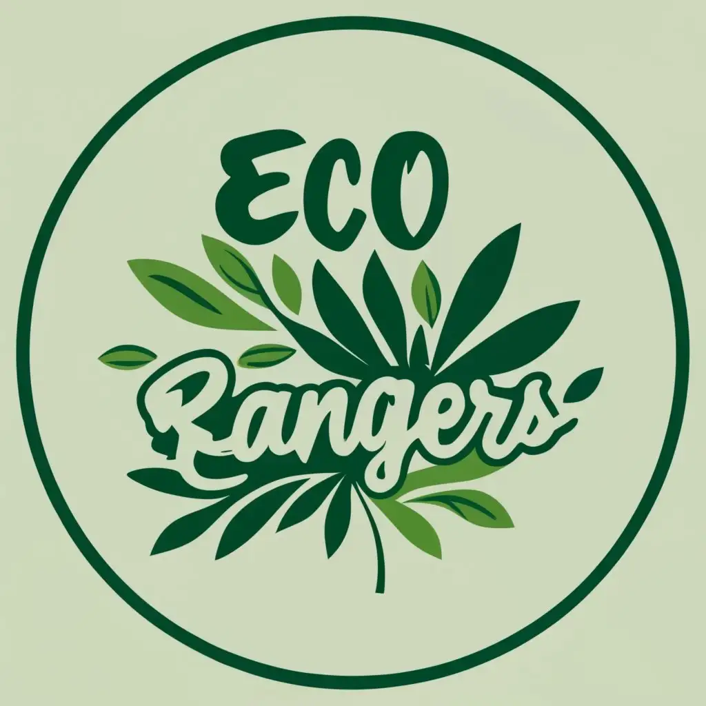 logo, leaves/trees/plants, with the text "eco rangers", typography