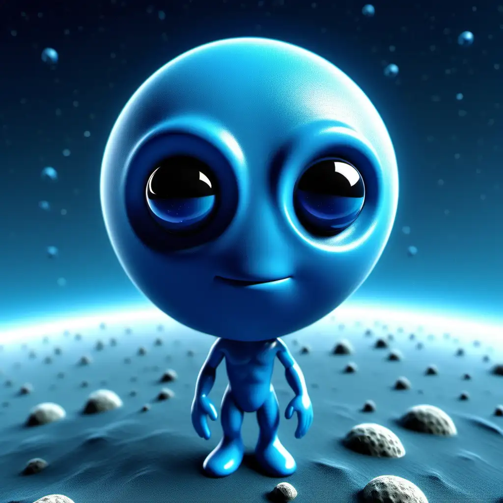blue humanois in a blue planet scenario, called quantum (cartoon)