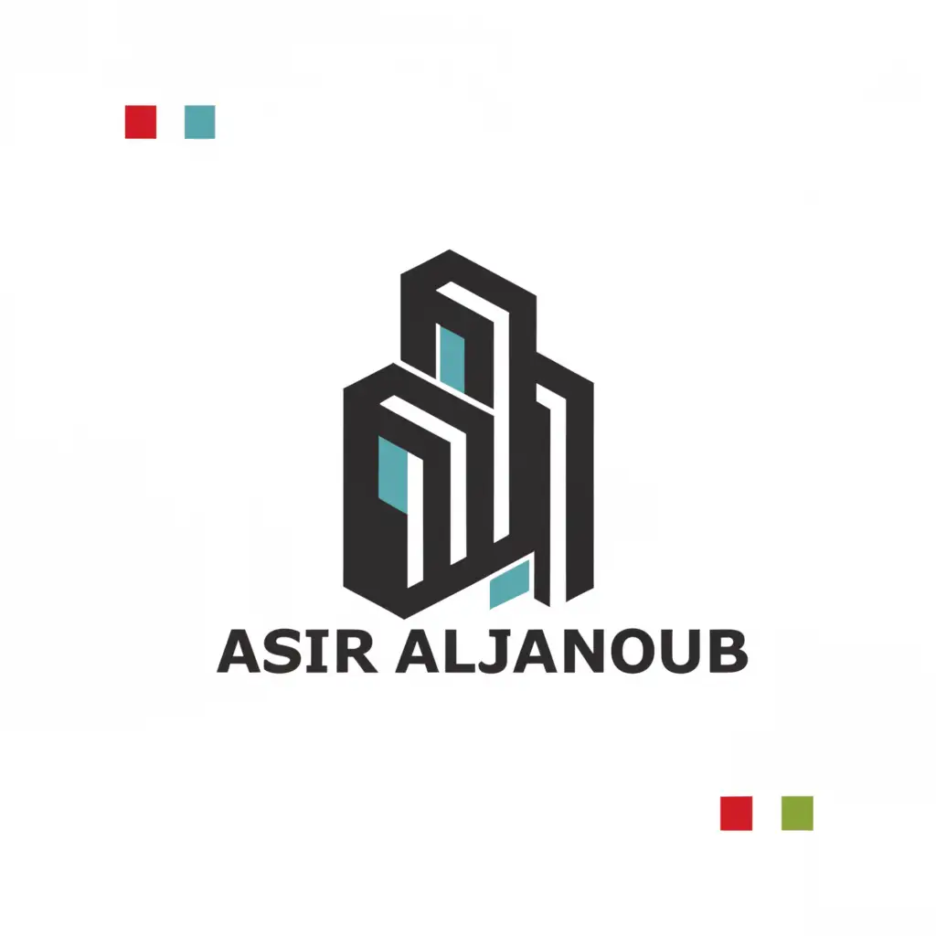 a logo design,with the text "Asir Al-janoub", main symbol:stylized building silhouette,Moderate,be used in Construction industry,clear background