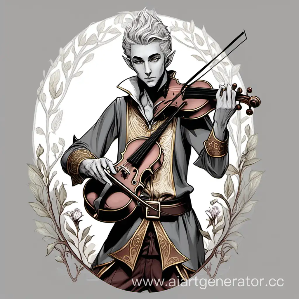 Enchanting-Gray-Elf-Bard-Playing-a-Melodic-Tune-with-a-Violin