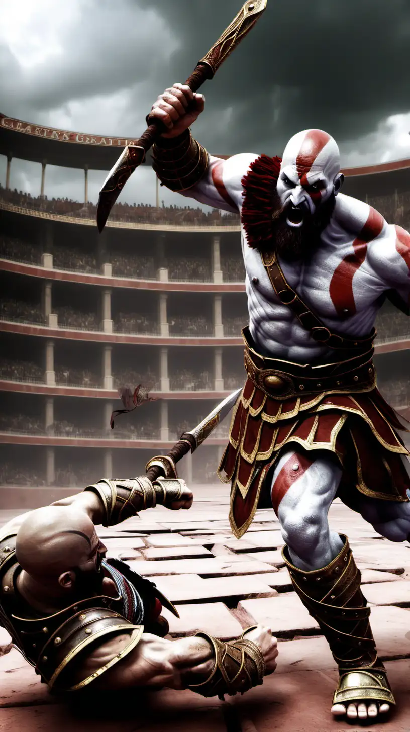 Kratos Battles Fierce Gladiators in Epic Arena Showdown