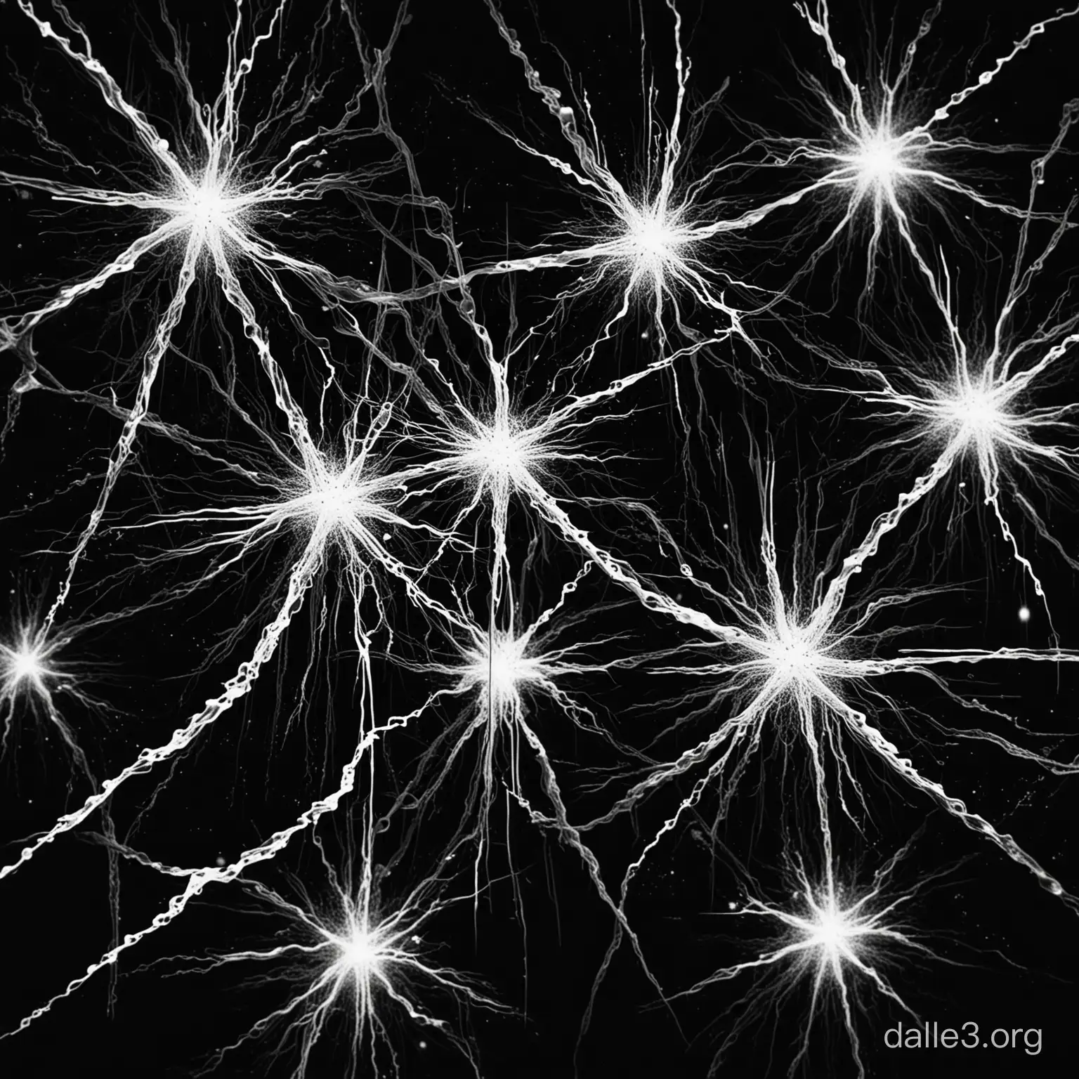 Abstract Glitch Effect White Neurons on Black Background | Dalle3 AI