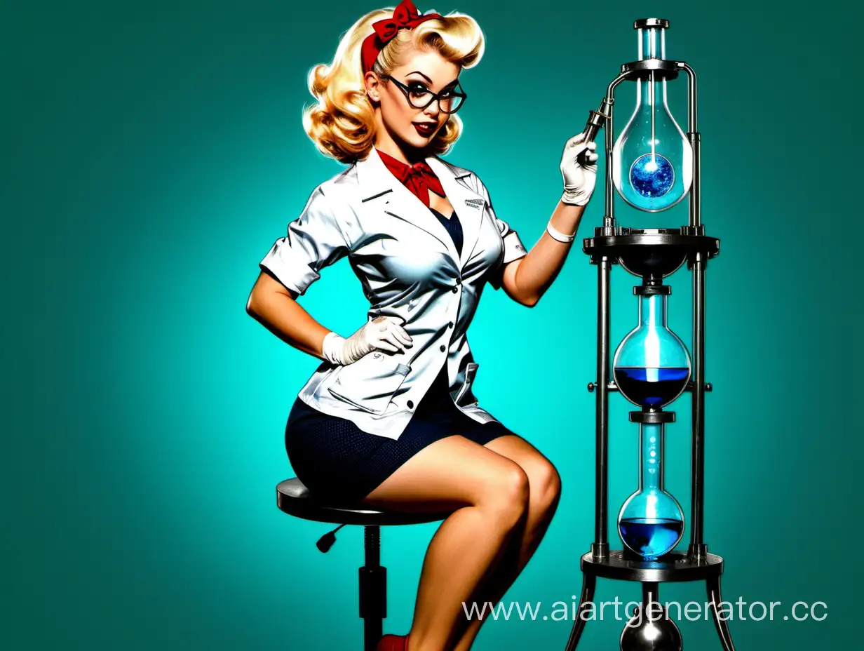 Attractive-Pinup-Scientist-Conducting-Experiments-with-Retro-Charm