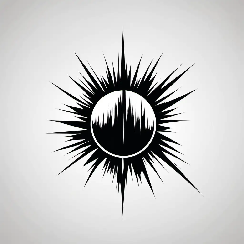 explosion, simple, minimalist, vector art, negative space, logo, black and white