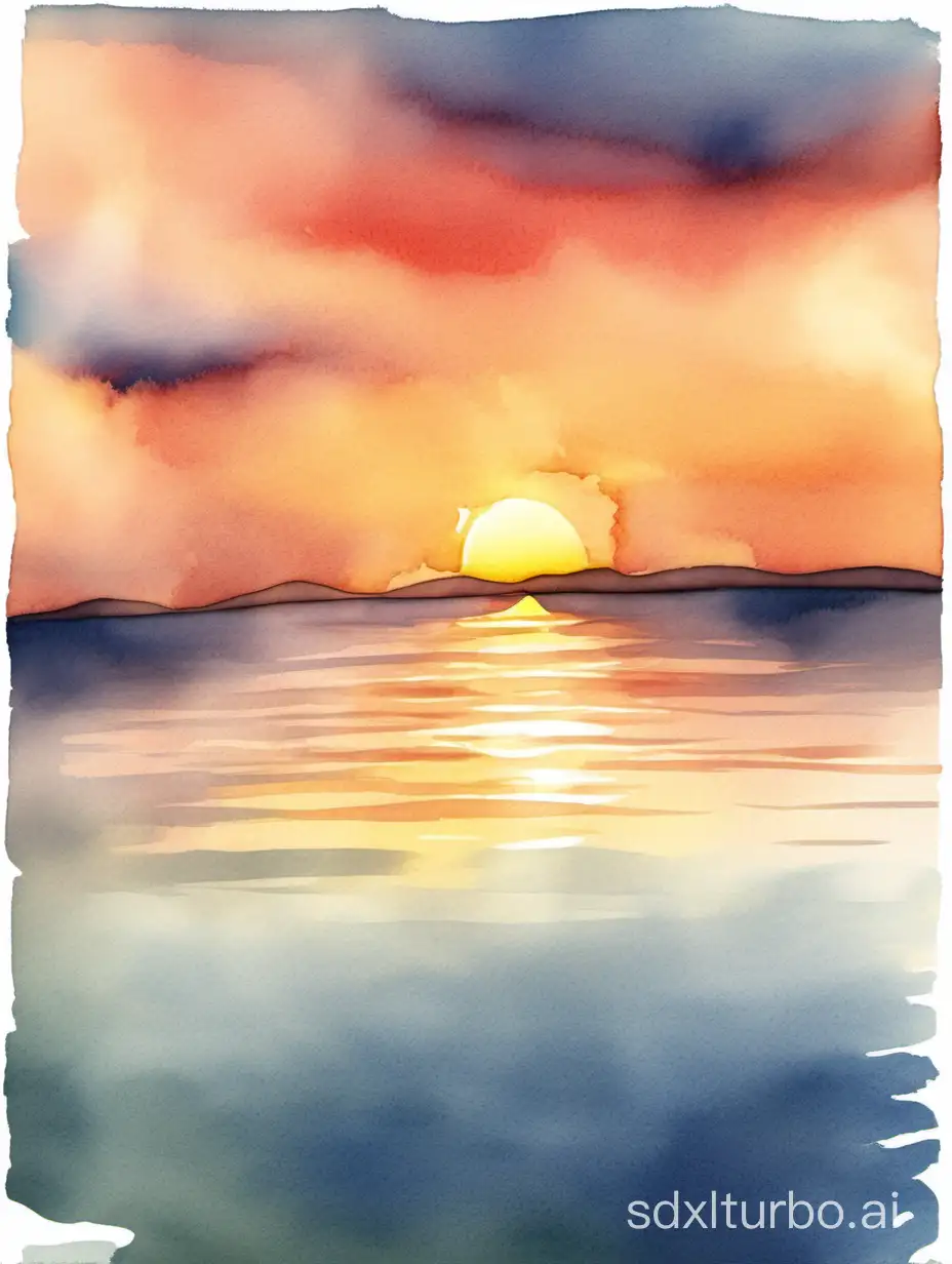 Create an image of a watercolor-style sunset to sell as a print on my Etsy site
