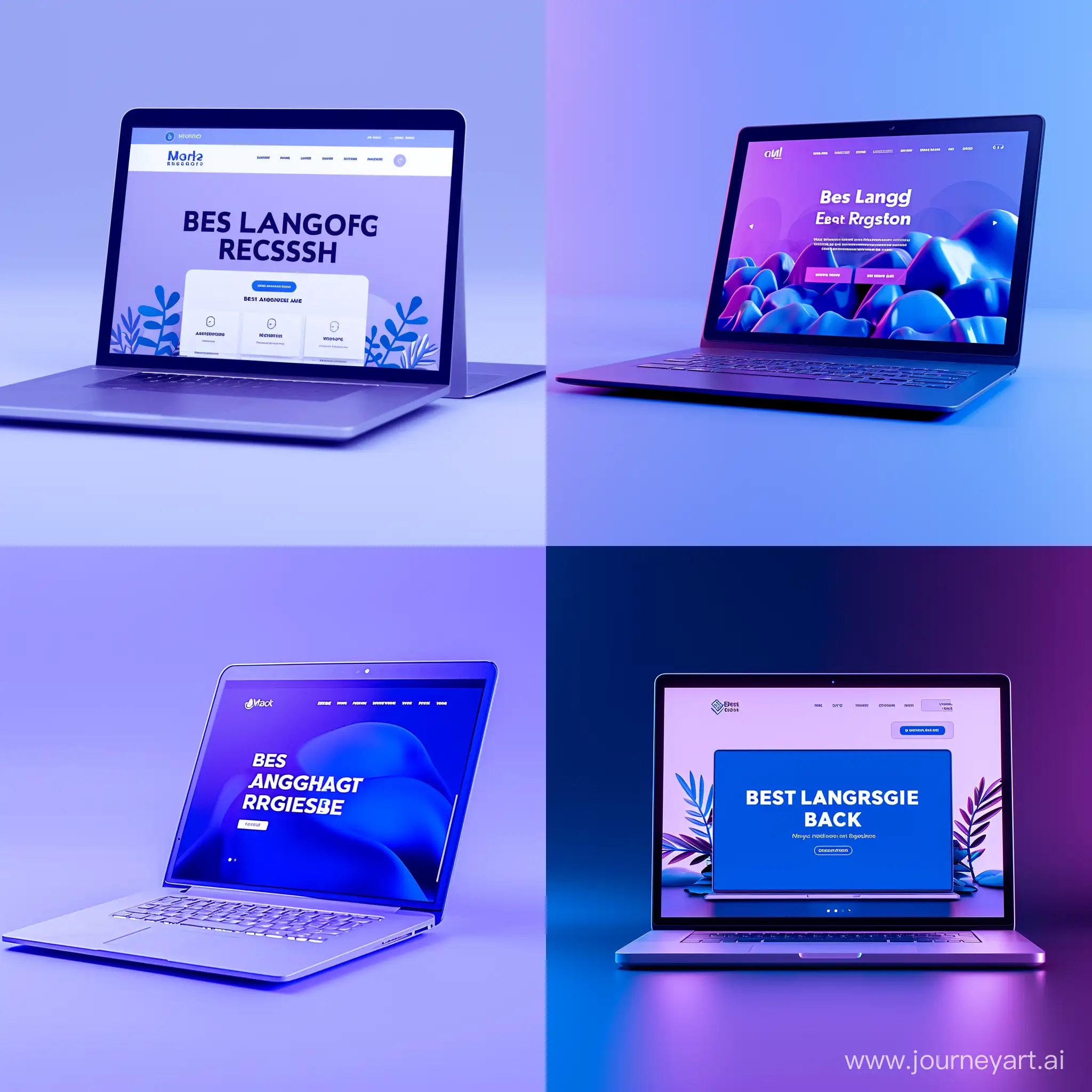 no just create an image with website mockup and write an heading "Best Landing Page Resources" inside the laptop. use blue and purple color scheme